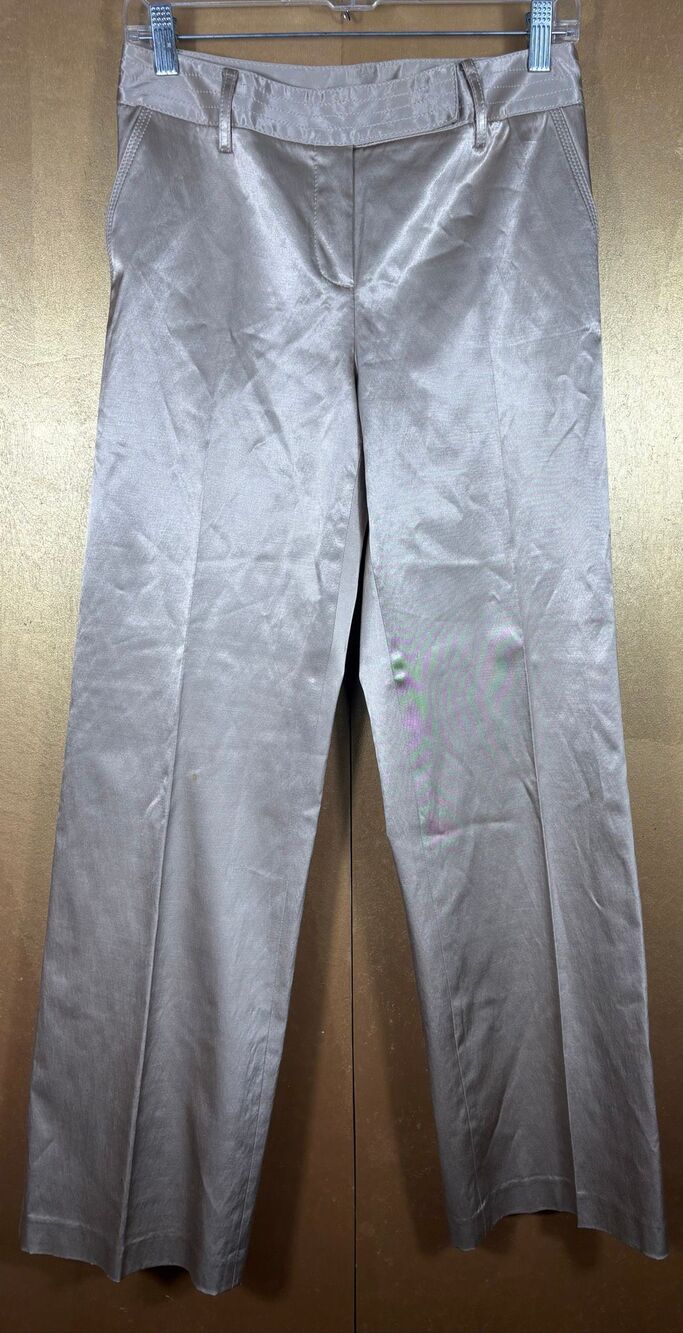 DKNY City vintage gold satin pleated plaza pants size 2